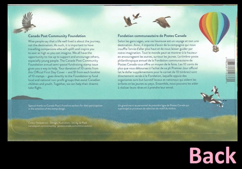Canada B35 Community Foundation Animals Hot Air Balloon FDC 2024