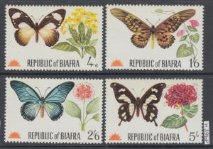 XG-AK040 BIAFRA - Butterflies, 1968 Flowers, Nature, 4 Values MNH Set