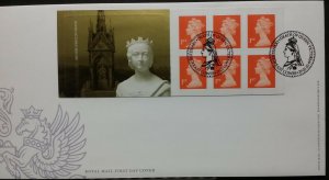 GB Machin FDC 2001 Self Adhesive Stamp Book MB2 6x1st + Label  East Cowes SHS