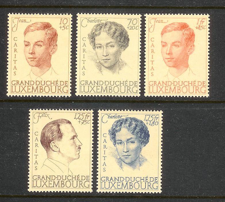 Luxembourg B98-103 5 stamps MNH