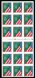 # 3283a Classroom Flag 33¢ Booklet Pane of 20  MNH 