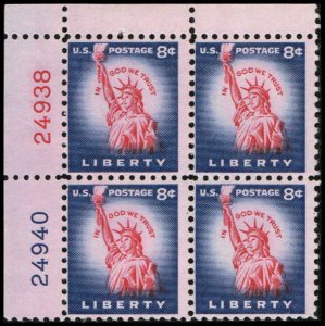 US #1041B LIBERTY MNH UL PLATE BLOCK #24940-24938