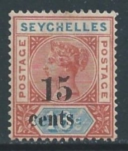 Seychelles #24a Mint No Gum 16c Queen Victoria Surcharged - Die I