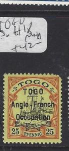 TOGO A-F OCCUPATION    (PP0410B)  ON 25 PF  SG H18   MOG