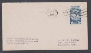 US Sc 733 used on 1934 Little America Cover, Delayed 1 Year handstamp Antarctica