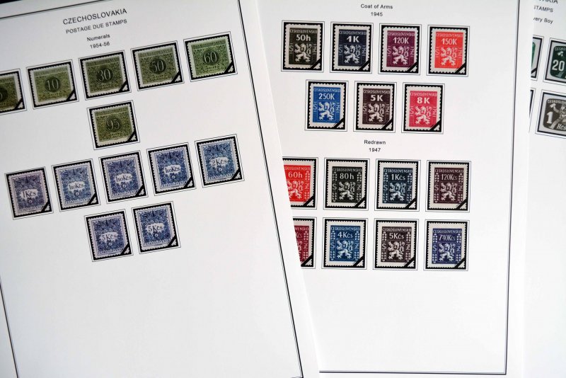 COLOR PRINTED CZECHOSLOVAKIA 1945-1955 STAMP ALBUM PAGES (52 illustrated pages)