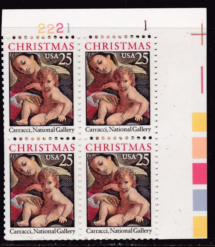 United States 1989 Christmas Issue (Religious) Plate Nr.Block of Four VF/NH