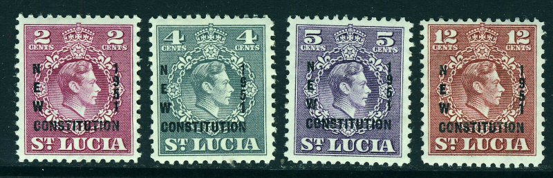 ST LUCIA King George VI 1951 New Constitution Overprnt Set SG 167 to SG 170 MINT