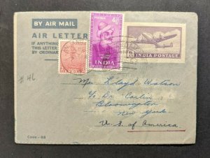 1953 Anjangaon India Airmail Cover to Bloomigton NY USA Under Stamped Annex