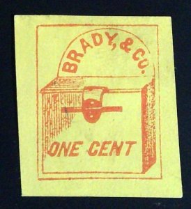 Scott #22L1 - 1c Red, yellow - Forgery K