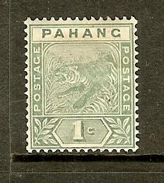 Malaya-Pahang, Scott #11, 1c Tiger, Fine Centering, MH