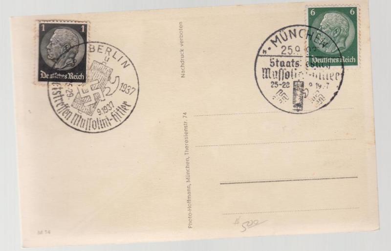 1937 BW Hoffman postcard Hitler and Mussolini Cover RPPC