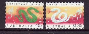Christmas Is.-Sc#430-1-Unused NH set-Chinese New Year of the Snake-2001-