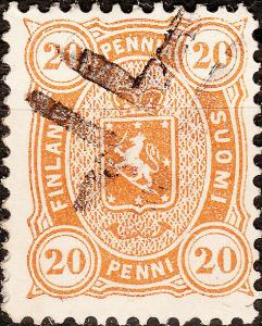 FINLAND ca.1885 Mi22 20p orange with FIGURE CANCEL #413 (ABO) Figurenstempel