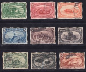 MOMEN: US STAMPS #285-293 COMPLETE TRANS-MISS SET USED LOT #78532