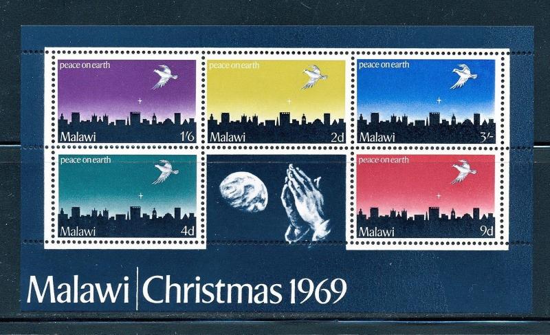 MALAWI 1969 CHRISTMAS SOUVENIR SHEET OF 5 DIFFERENT VALUES SCT 126A