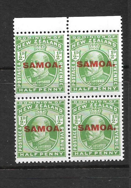  SAMOA  1914  1/2d  KEVII  MNH  BLK 4 ERROR Y UNDER PENNY    SG 115