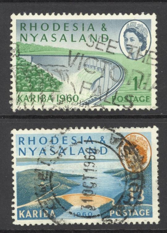 Rhodesia & Nyassaland Sc# 174-175 Used 1960 QEII Views of Dam & Lake