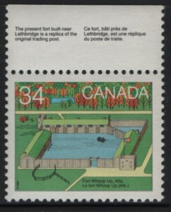 Canada 1985 MNH Sc 1054 34c Fort Whoop-Up - with descriptive selvedge