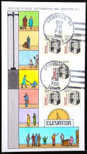 U.S. Used #2254 5.3c Elevator 1988 Collins First Day Cover. Pristine!