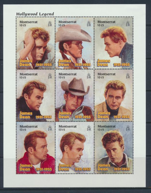 Montserrat sheet of 9 - SG  999a  SC#912  James Dean  Hollywood Legends 1995