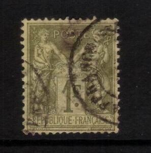 FRANCE 1876 1f  OLIVE GREEN  FU SG 240