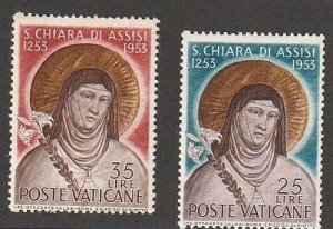 Vatican 1953 St. Clare of Assisi    Sc# 169-170   MNH