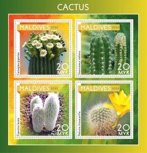 Stamps.Plants, Cactus 2023 year 1+1 sheets perf Maldivies NEW