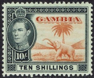 GAMBIA 1938 KGVI ELEPHANT 10/-