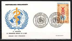 Malagasy Rep., Scott cat. C88. W.H.O. issue on a First day cover.