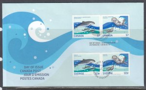 Canada Scott 2387c-d Joint Issue FDC - Marine Life