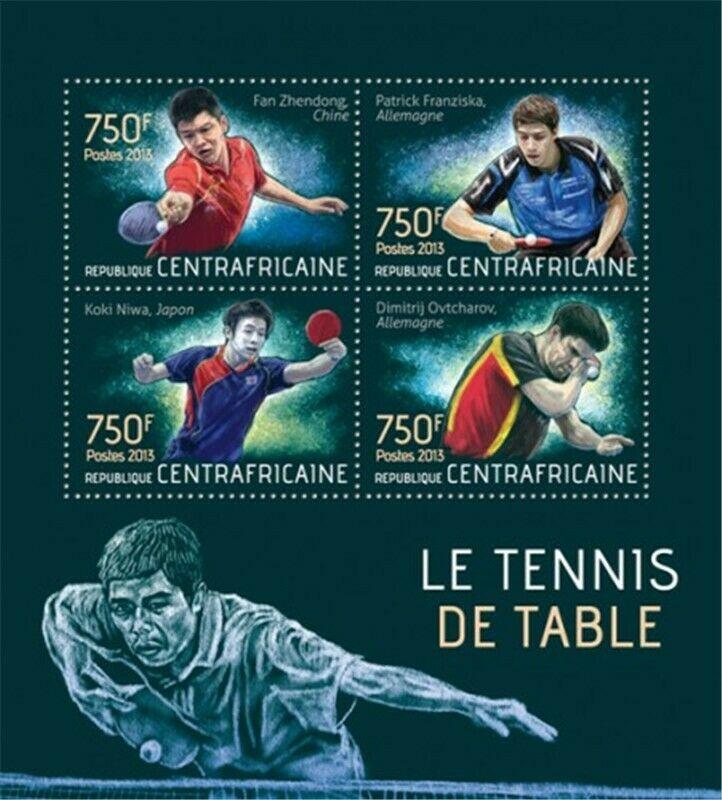 Central Africa - 2013 Table Tennis on Stamps - 4 Stamp Sheet - 3H-549