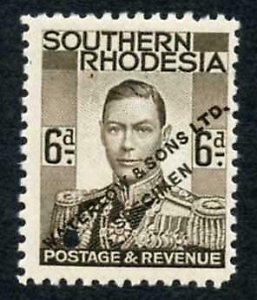 Southern Rhodesia SG44 1937 KGVI 6d printers sample u/m