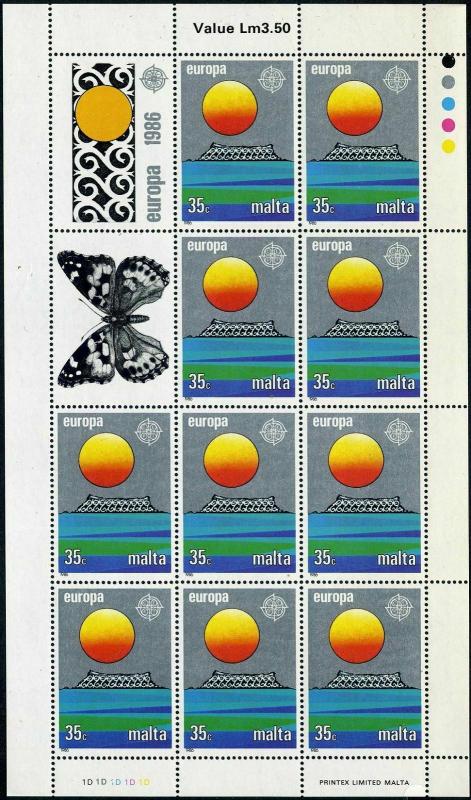 Malta 677-678 sheets.Michel 746-747 klb. EUROPE CEPT-1986.Nature Protection.