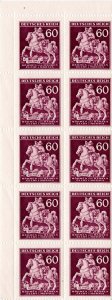 Bohemia and Moravia 1943 Sc 84 MNH OG Pane of 10 Riding Postman Czechoslovakia