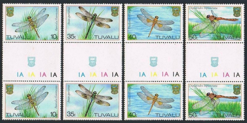 Tuvalu 200-203 gutter pairs,MNH.Michel 190-193. Dragonflies 1983.