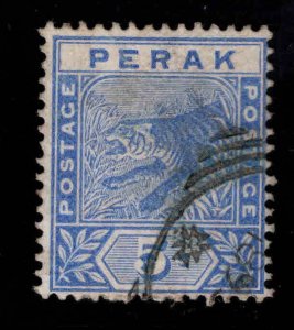 MALAYA Perak Scott 45 used 1892 Tiger  stamp envelope adhesion on back CV $8