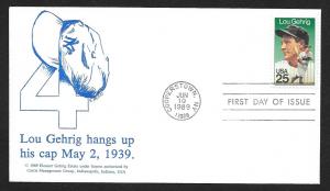UNITED STATES FDC 25¢ Lou Gehrig 1989 Reed 