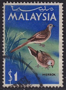 Malaysia - 1965 - Scott #24 - used - Bird Zebra Dove