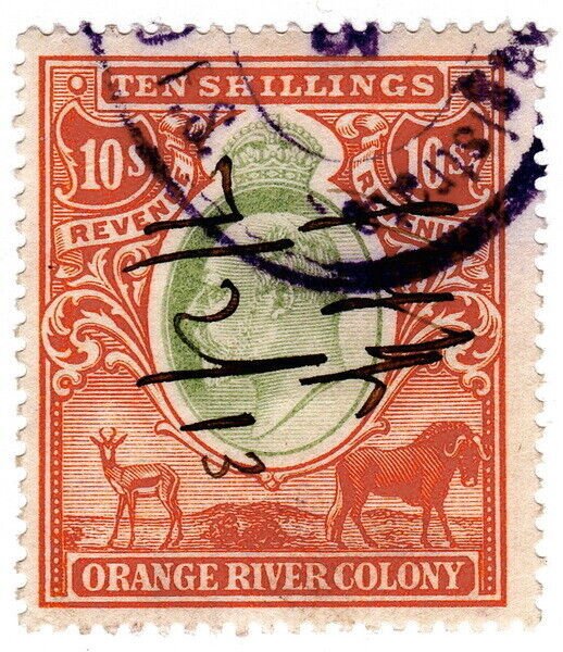 (I.B) Orange River Colony Revenue : Duty Stamp 10/- (Crown CC)