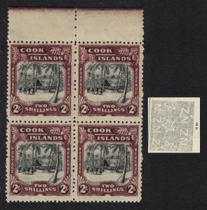 Cook Is. Native Village 2Sh WZ98 Block of 4 1945 MNH SG#144