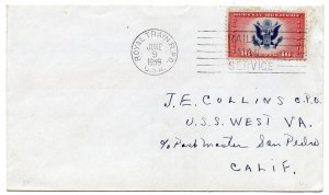 16c airmail special delivery CE2 cancelled Royal Train to USS West Virginia 1939