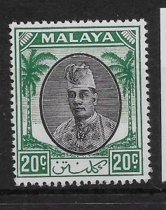 MALAYA KELANTAN SG72 1951 20c BLACK & GREEN MTD MINT