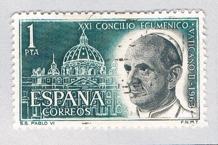 Spain Pope green 1p (AP136107)