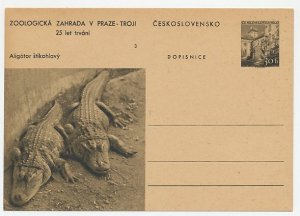 Postal stationery Czechoslovakia 1956 Aligator - Zoo Prague