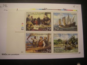 Scott 2620 - 2623 or 2623a, 29c Voyages of Columbus, PB4 #4463 1 UL, MNH Beauty