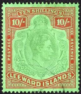 Leeward Is SG113a 10/- Pale Green and dull red/green (ordinary) Cat 425 pounds