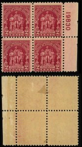 US Sc 680 MH BLOCK of 4 w/Plate# -1929 2¢ -Battle of Fallen Timbers-See Desc