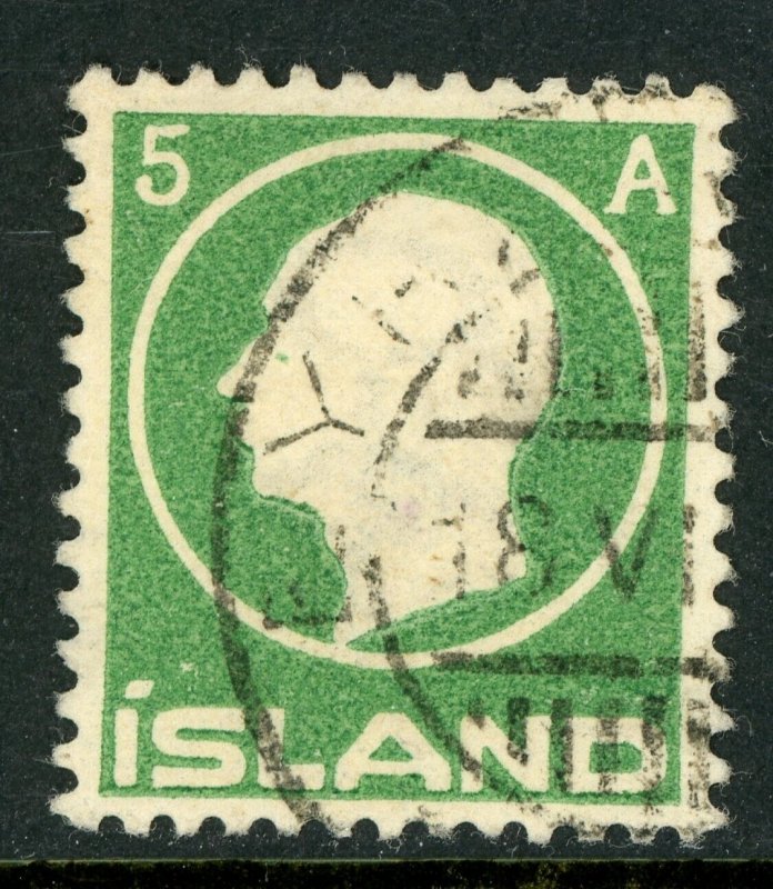 Iceland 1912 Frederik VIII 5a Green Scott # 92 VFU D8