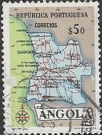 1955 Angola  Map of Angola SC#388 Used